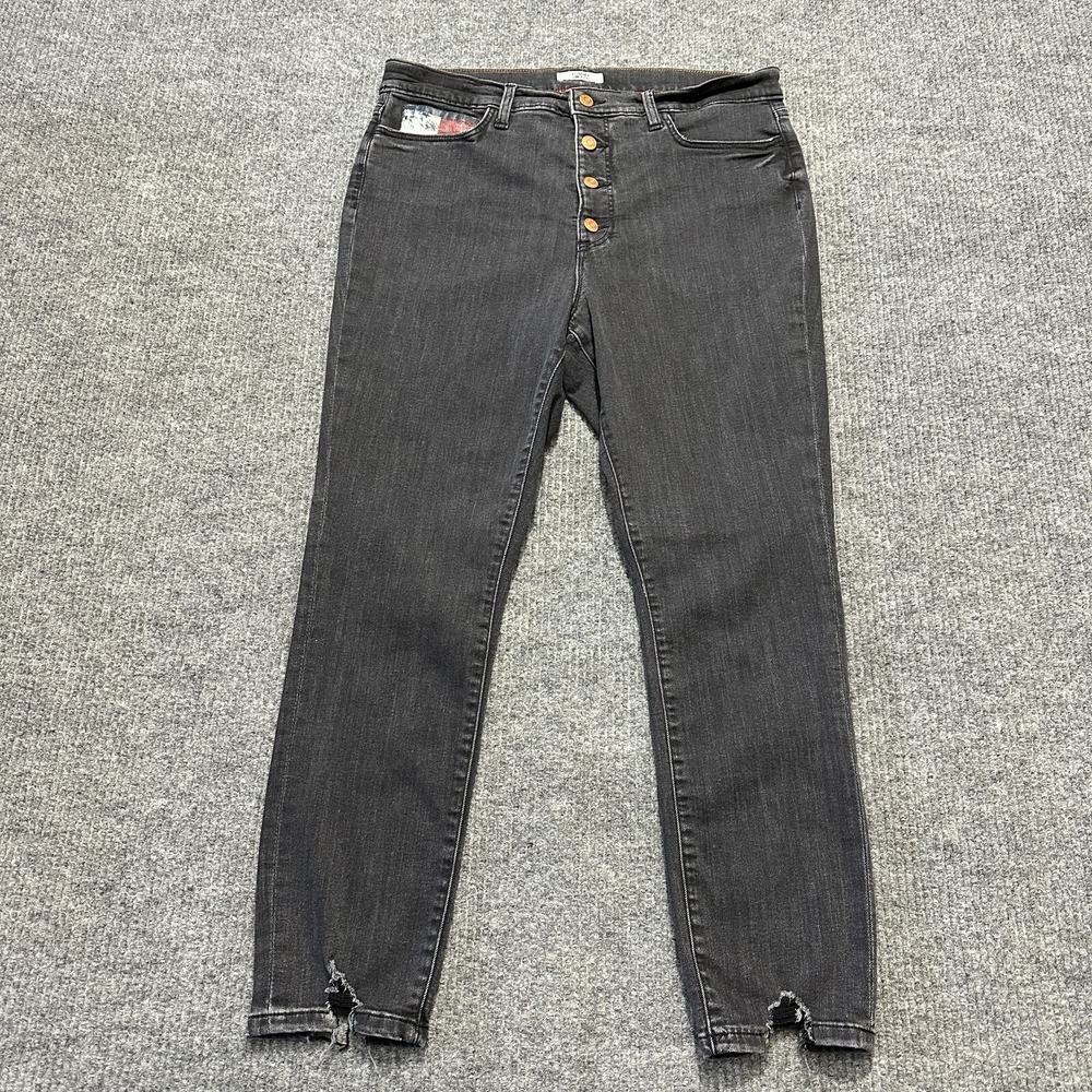 Tommy Jeans Womens High Rise Legging Size 16 W33 Black Denim Button Fly Jegging